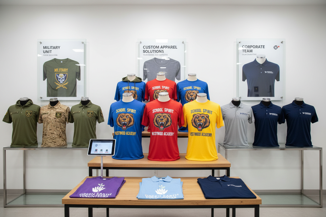 Custom shirts for schools, military, and organizations